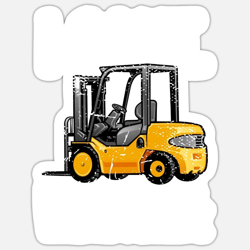 Gabelstapler - Sticker Größe S (10 x 10 cm) - Mattweiß