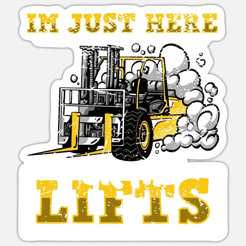 Chariot élévateur - Sticker taille S (10 x 10 cm) - blanc mat