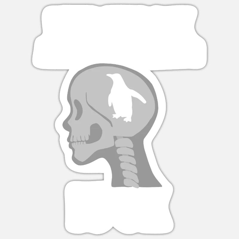 Brain Röntgen Pinguin - Sticker Größe S (10 x 10 cm) - Mattweiß