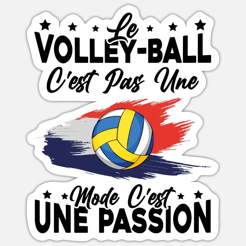 le Volley ball Est Une Passion idée Cadeau - Sticker taille S (10 x 10 cm) - blanc mat