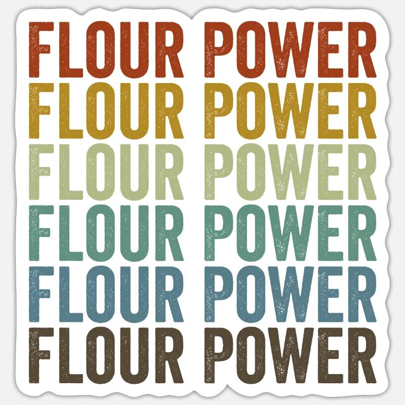 Flour Power Baking Chef Baker - Sticker taille S (10 x 10 cm) - blanc mat