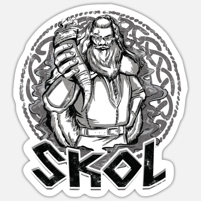 SKOL - Wikinger - Sticker Größe S (10 x 10 cm) - Mattweiß