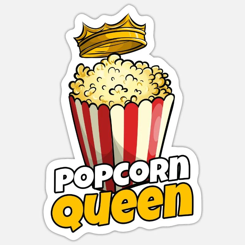 Popcorn Queen - Sticker taille S (10 x 10 cm) - blanc mat