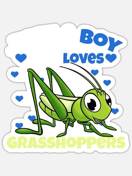 Nur ein Junge, der Grashüpfer liebt - Sticker Größe S (10 x 10 cm) - Mattweiß