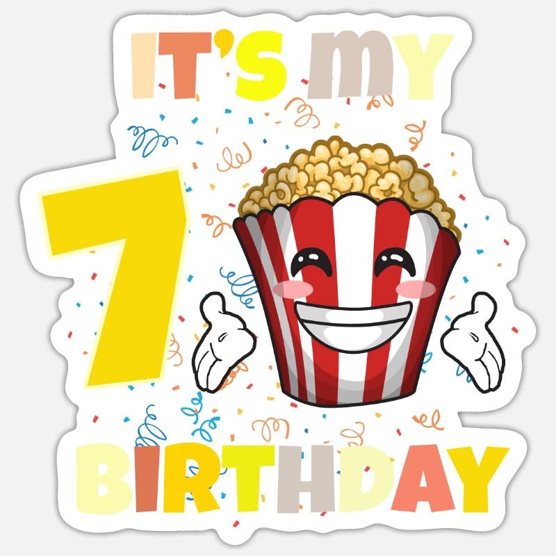 C’est mon 7ème anniversaire - Sticker taille S (10 x 10 cm) - blanc mat