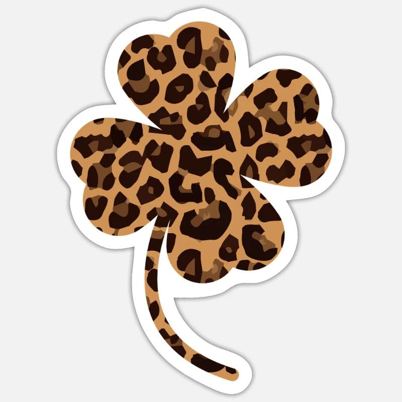 Trèfle léopard Sticker taille S (10 x 10 cm)