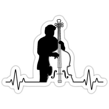 Double bass Double bass player Double bass player - Sticker size S (10 x 10 cm) - white matte - Front