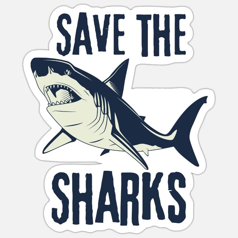 Sauvez les requins - Sticker taille S (10 x 10 cm) - blanc mat