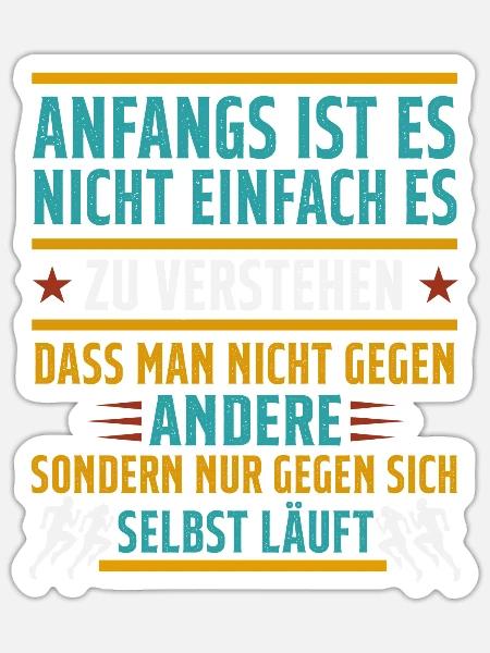 Laufen - Der Kampf gegen sich selbst - Sticker Größe S (10 x 10 cm) - Mattweiß