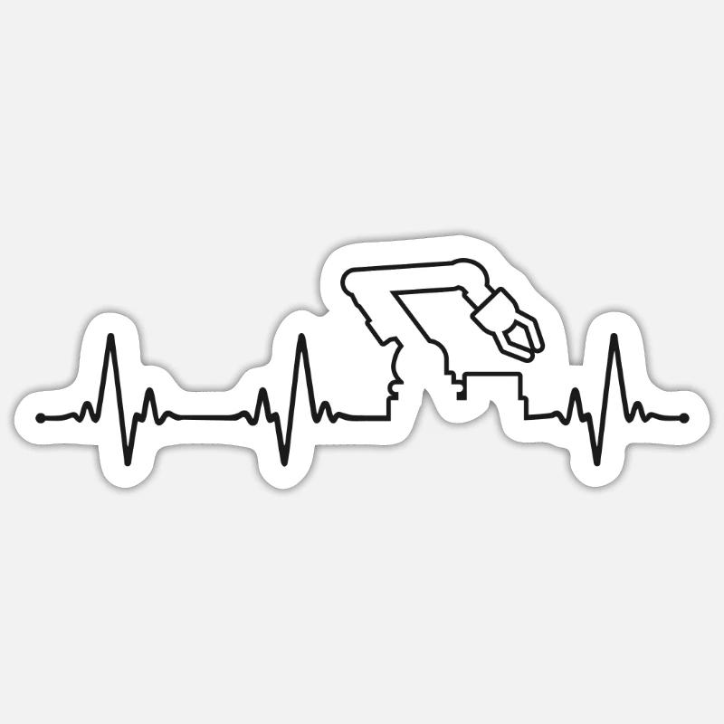 Robot Robotics Engineer Heartbeat - Sticker size S (10 x 10 cm) - white matte