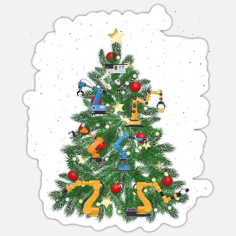 Robot Robotics Engineer Christmas - Sticker Größe S (10 x 10 cm) - Mattweiß