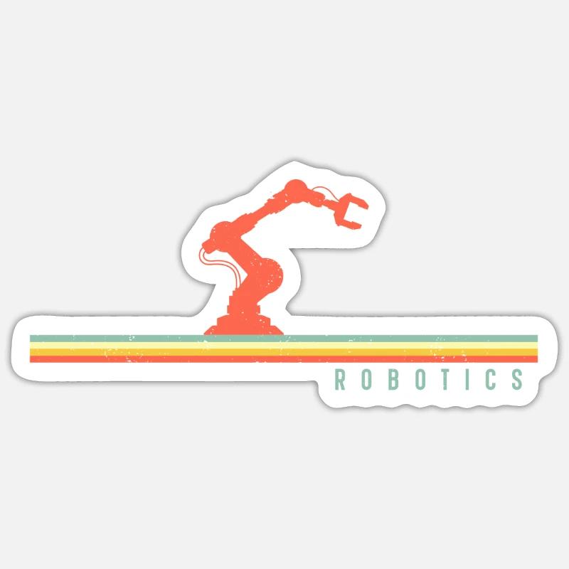 Robot Robotics Engineer Retro - Sticker size S (10 x 10 cm) - white matte