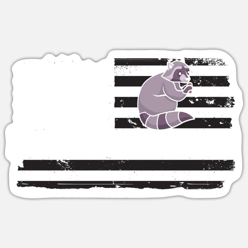 Raton laveur - Sticker taille S (10 x 10 cm) - blanc mat