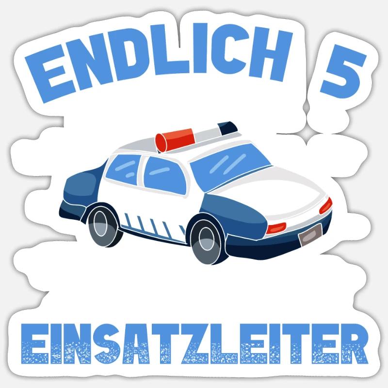 Polizei 5. Geburtstag Polizei Einsatzleiter - Sticker Größe S (10 x 10 cm) - Mattweiß