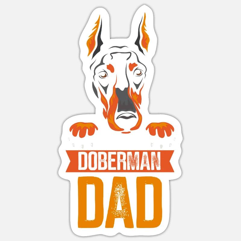 Doberman Papa Doberman Doberman Chiens - Sticker taille S (10 x 10 cm) - blanc mat