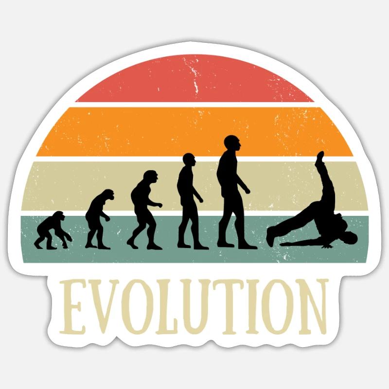 evolution vintage danse hip hop humour breakdance - Sticker taille S (10 x 10 cm) - blanc mat