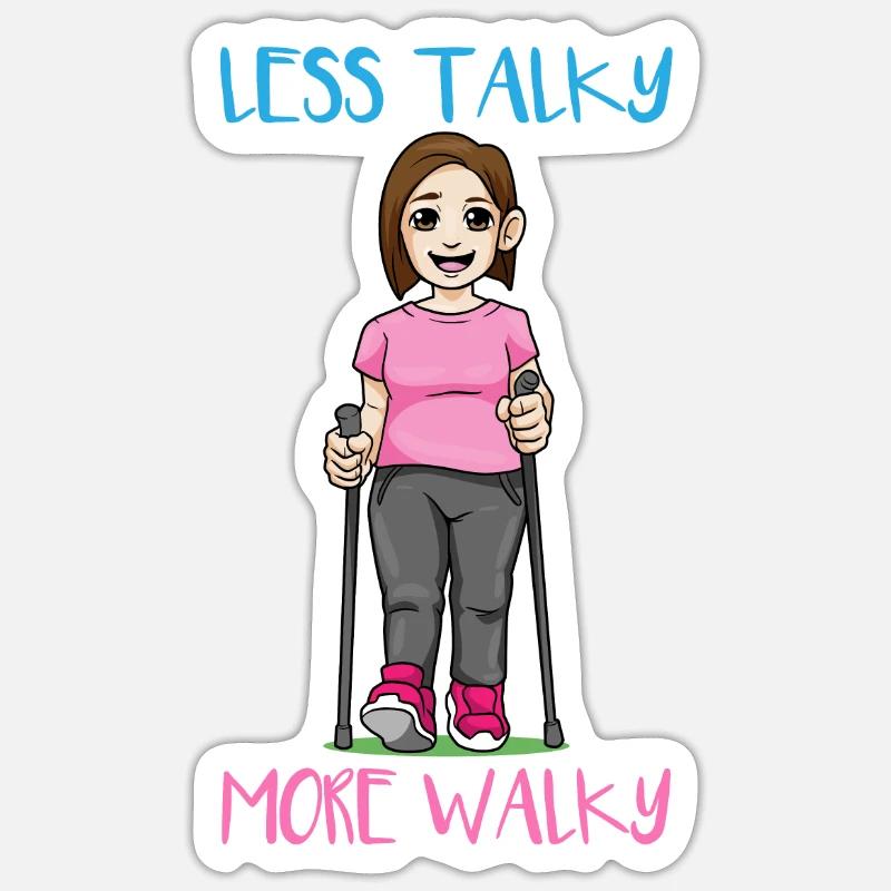 Less Talky More Walky Nordic Walking - Sticker Größe S (10 x 10 cm) - Mattweiß