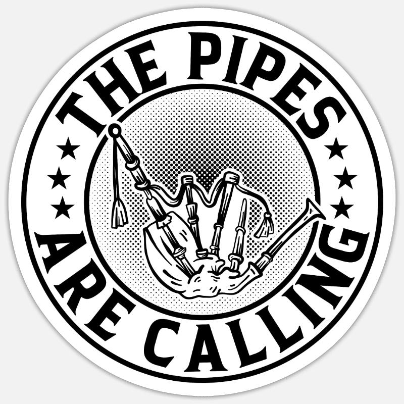 Les pipes appellent - Bagpiper Bagpipe Player - Sticker taille S (10 x 10 cm) - blanc mat