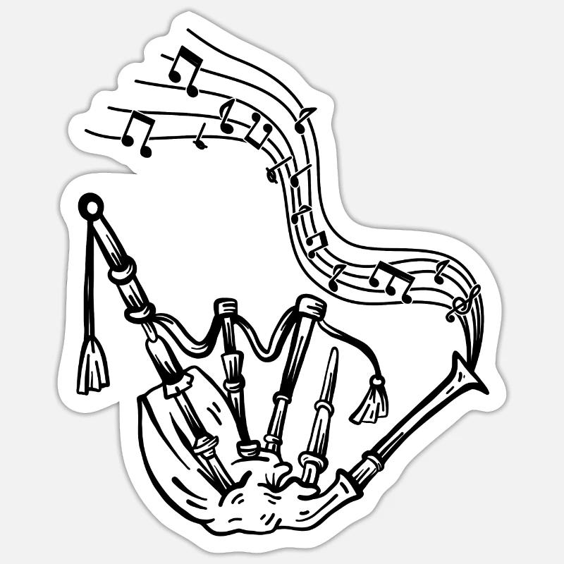 Cornemuse avec notes de musique Musicicorne Musicien Cornemuse Cornemuse Sticker taille S (10 x 10 cm)
