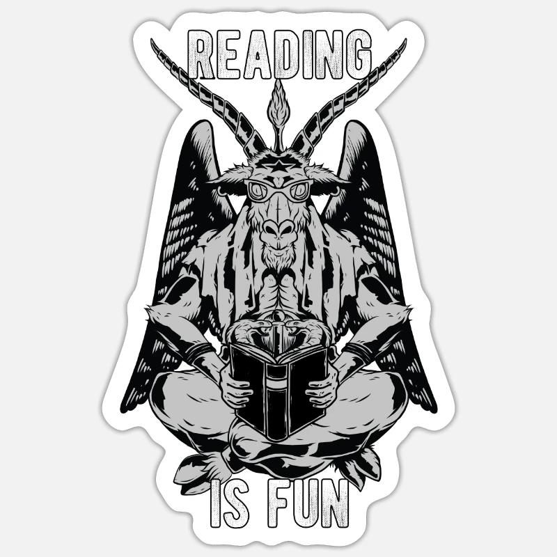 Baphomet Reading is Fun Books Reading Sticker size S (10 x 10 cm)