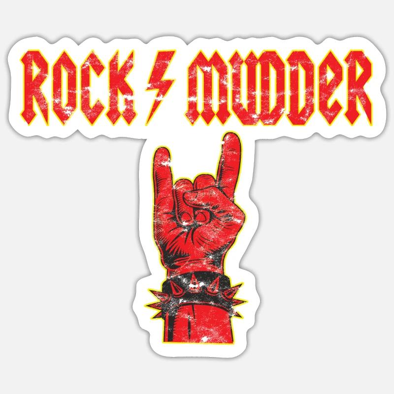 Muttertag Rockmudder Teufelsgruß - Sticker Größe S (10 x 10 cm) - Mattweiß