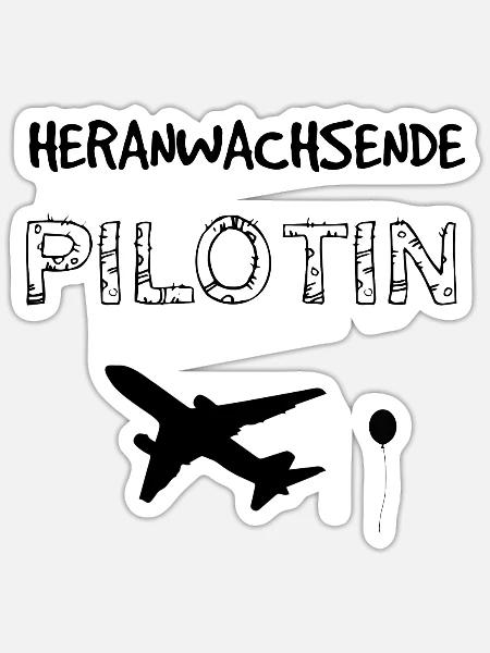 Heranwachsende Pilotin - Sticker Größe S (10 x 10 cm) - Mattweiß