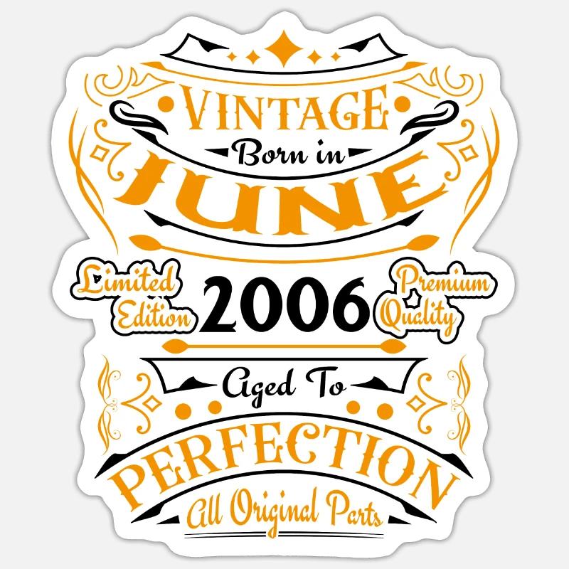Vintage Retro Juni 2006 Geburtstagsgeschenk - Sticker Größe S (10 x 10 cm) - Mattweiß