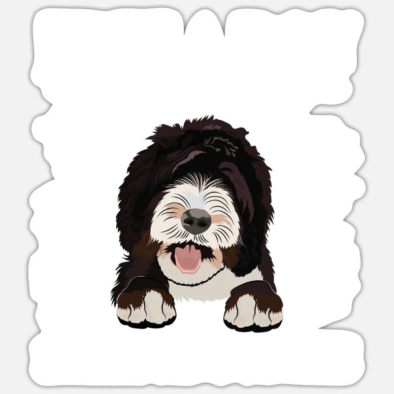 Sheepadoodle Doodle Dog - Sticker taille S (10 x 10 cm) - blanc mat