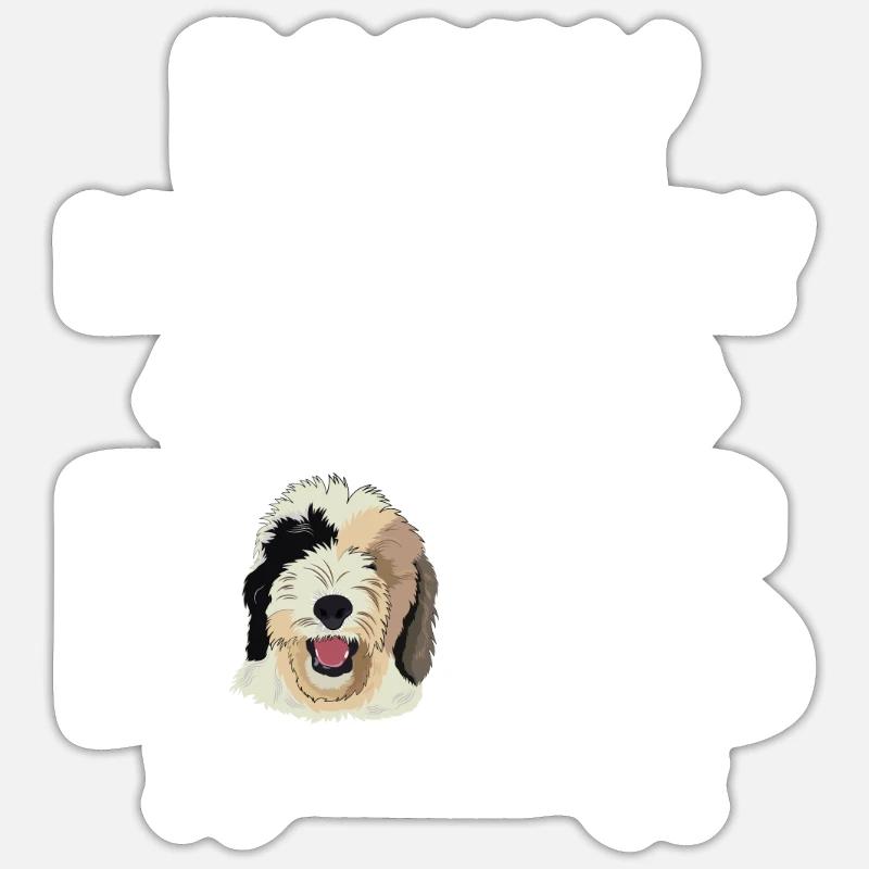 Sheepadoodle Doodle Hund - Sticker Größe S (10 x 10 cm) - Mattweiß