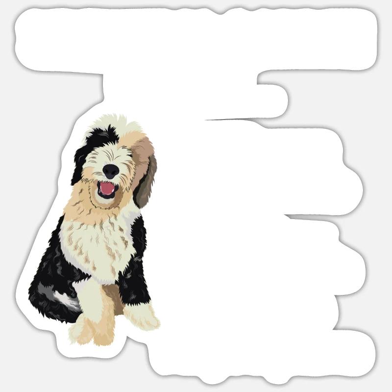 Sheepadoodle Doodle Dog - Sticker taille S (10 x 10 cm) - blanc mat