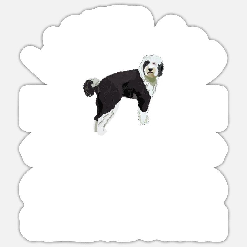 Sheepadoodle Doodle Dog - Sticker taille S (10 x 10 cm) - blanc mat