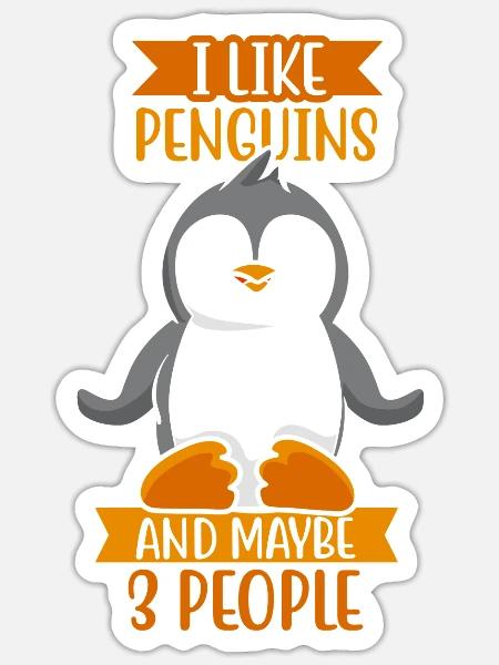 Ich Mag Pinguine Und Vielleicht 3 Menschen Tier - Sticker Größe S (10 x 10 cm) - Mattweiß