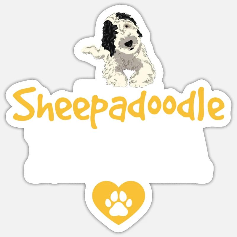 Sheepadoodle Doodle Dog - Sticker taille S (10 x 10 cm) - blanc mat
