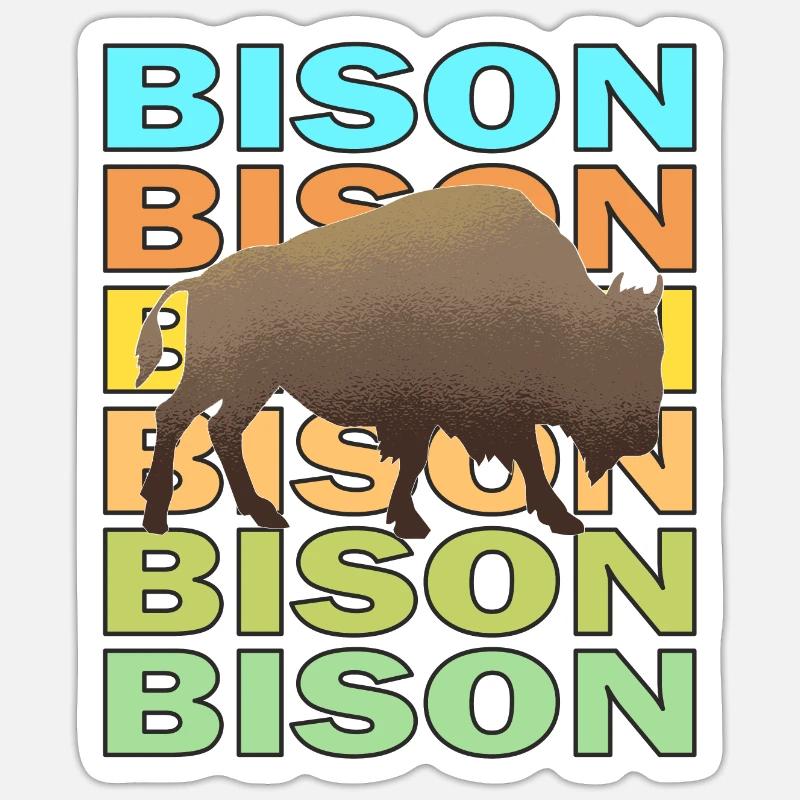 BISON - Sticker taille S (10 x 10 cm) - blanc mat