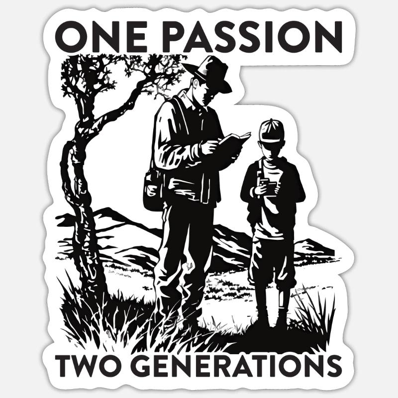 One Passion Two Generation Geocache - Sticker Größe S (10 x 10 cm) - Mattweiß