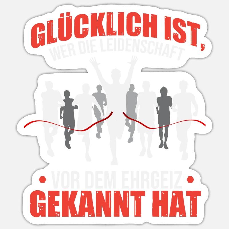 Halbmarathon: Leidenschaft vor Ehrgeiz - Sticker Größe S (10 x 10 cm) - Mattweiß
