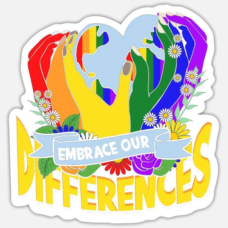 Embrasser nos différences - Diversité - Sticker taille S (10 x 10 cm) - blanc mat