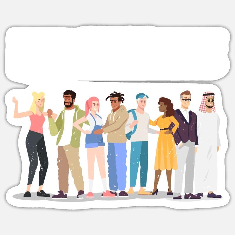 Célébrons nos différences - Diversité - Sticker taille S (10 x 10 cm) - blanc mat