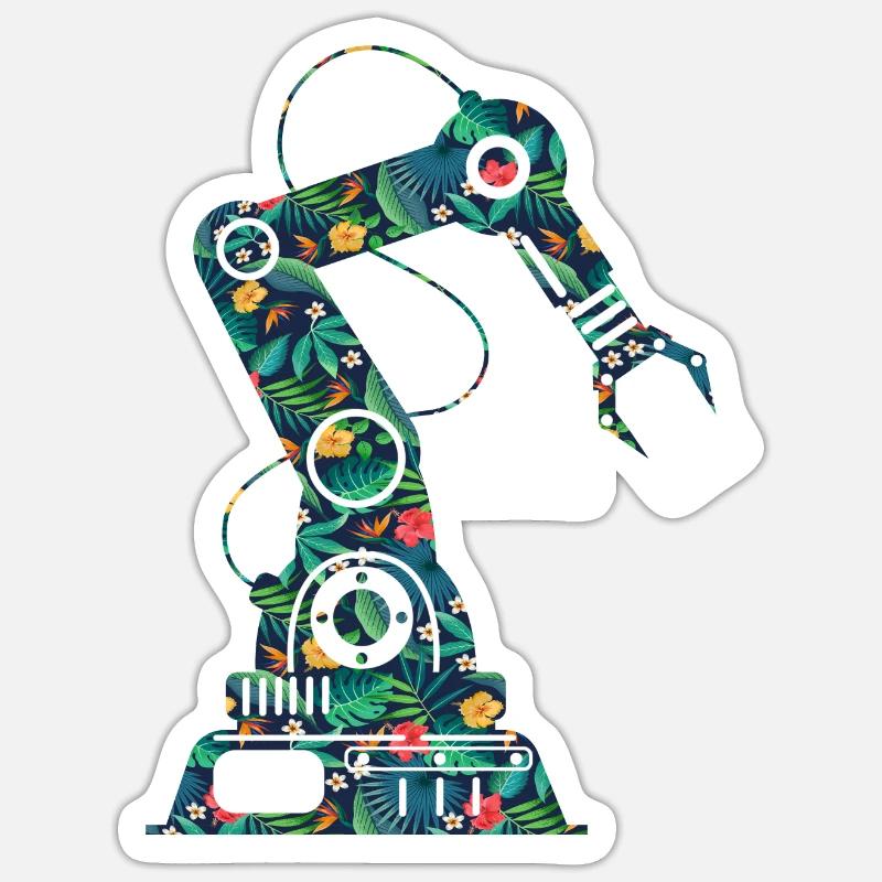 Robot Robotics Engineer Flower - Sticker size S (10 x 10 cm) - white matte