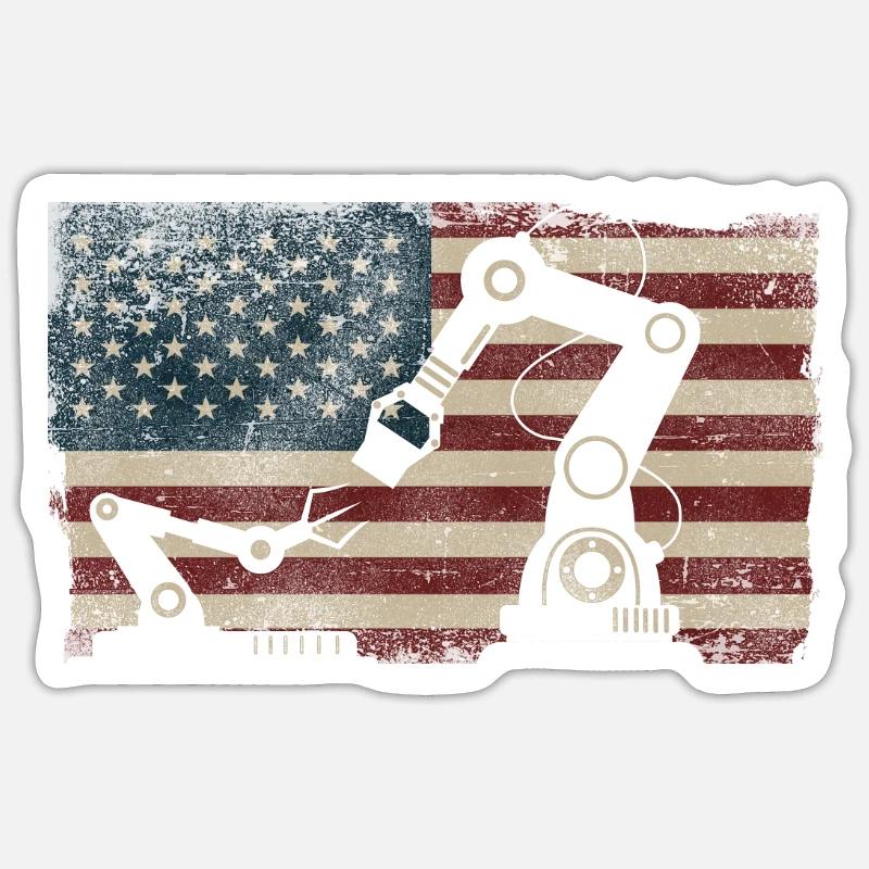 Robot Robotics Engineer American - Sticker Größe S (10 x 10 cm) - Mattweiß