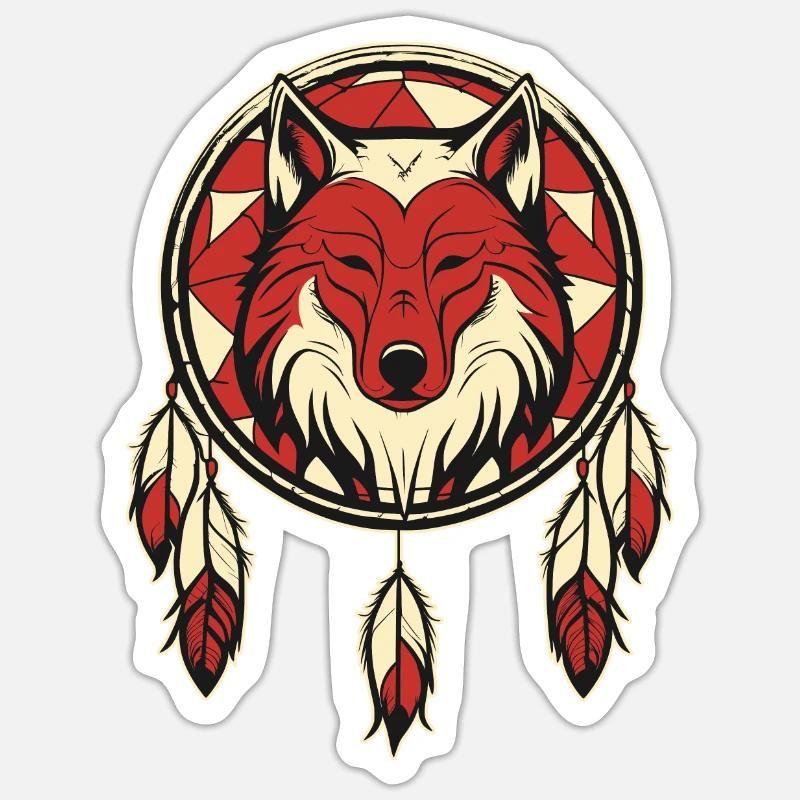 Wolf Traumfänger Wolf Und Ein Traumfänger Sticker Größe S (10 x 10 cm)