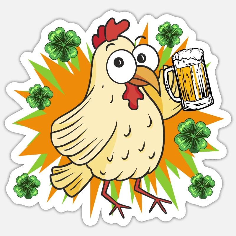 Poulet de la Saint-Patrick Sticker taille S (10 x 10 cm)