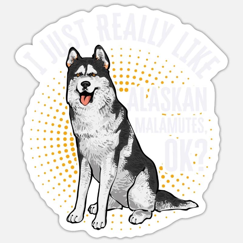 Chien Malamute d’Alaska - Sticker taille S (10 x 10 cm) - blanc mat