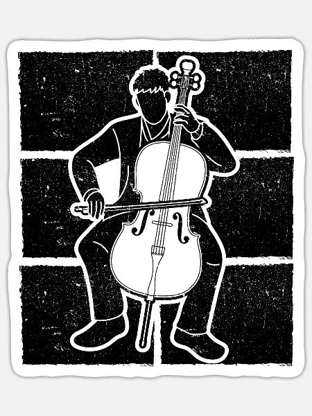 Cello Cellospieler Cellist - Sticker Größe S (10 x 10 cm) - Mattweiß