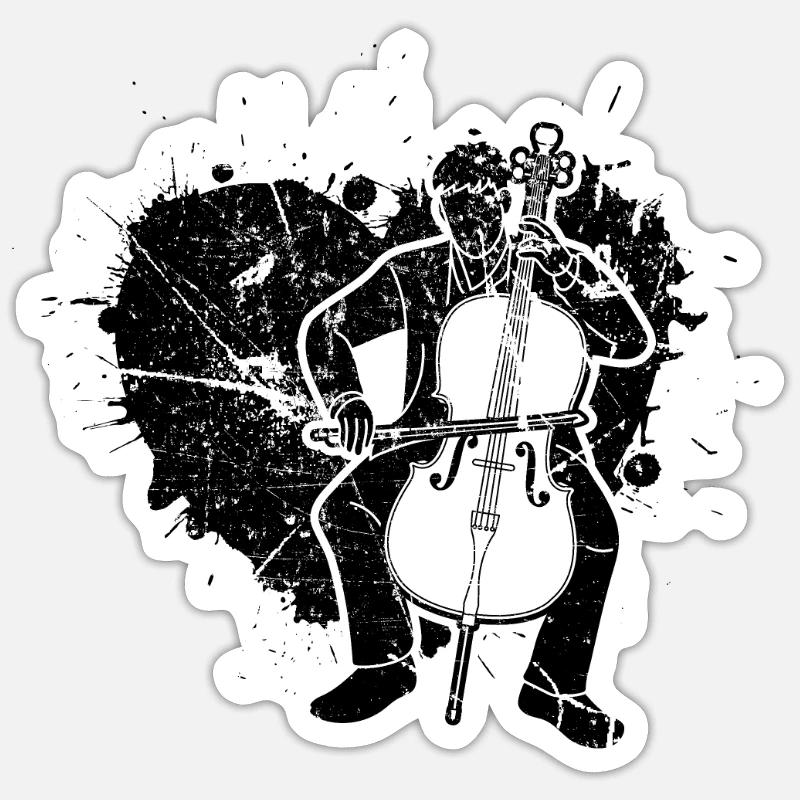 Cello Cellospieler Cellist - Sticker Größe S (10 x 10 cm) - Mattweiß