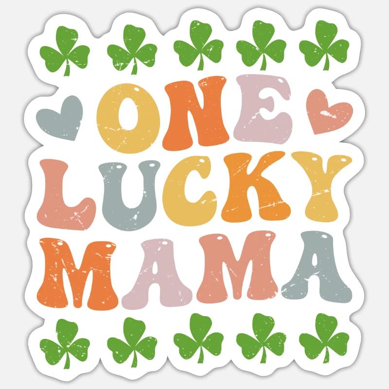 Une maman chanceuse Saint-Patrick - Sticker taille S (10 x 10 cm) - blanc mat
