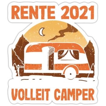 Rente 2021 Renteneintritt Camping Camper - Sticker Größe S (10 x 10 cm) - Mattweiß - Vorne