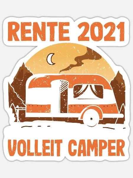 Rente 2021 Renteneintritt Camping Camper - Sticker Größe S (10 x 10 cm) - Mattweiß