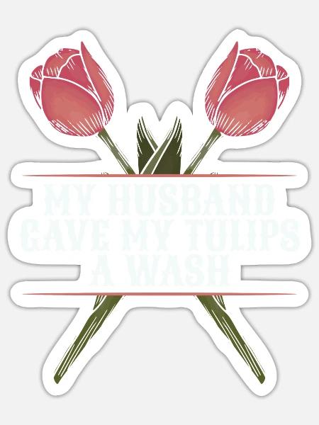 Tulpen Ehemann Tulpen - Sticker Größe S (10 x 10 cm) - Mattweiß