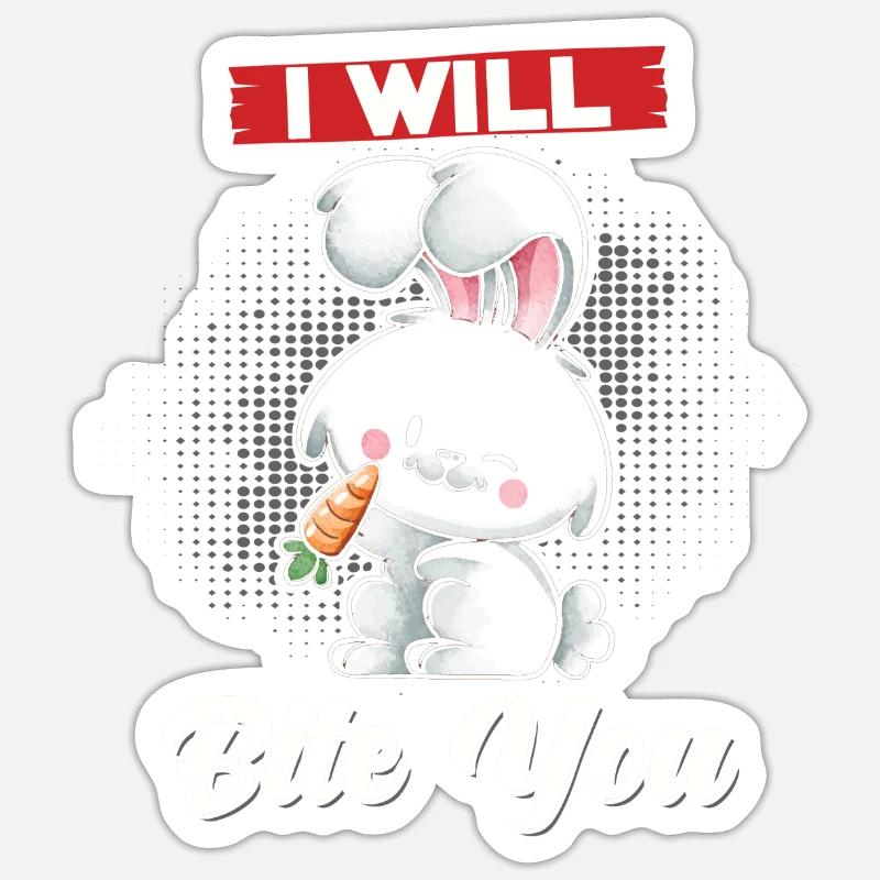 Rabbit Ich will dich beißen - Sticker Größe S (10 x 10 cm) - Mattweiß